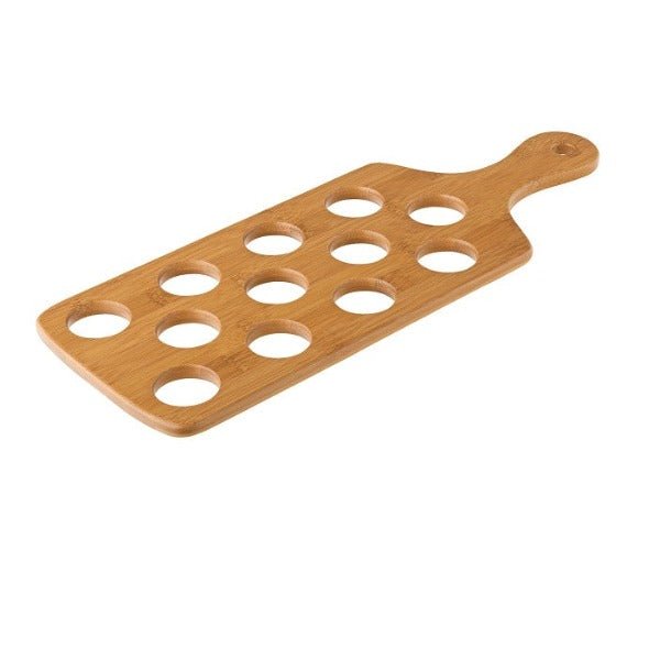 Bamboo Shot Paddle - To hold 12 Shots 16 x 6" - Coffeecups.co.uk