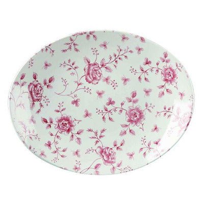 Churchill Vintage Cranberry Rose Chintz Oval Plate 31.7cm/12.5" - Coffeecups.co.uk