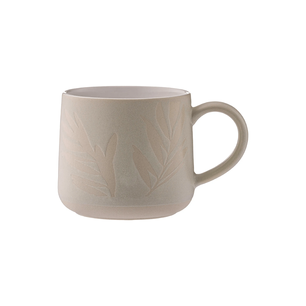Botanical Olive Leaf Grey Mug 400ml - Coffeecups.co.uk