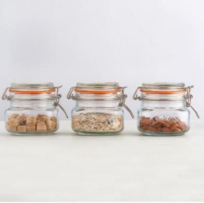 Clip Top Square Jar 0.5 Litre - Coffeecups.co.uk