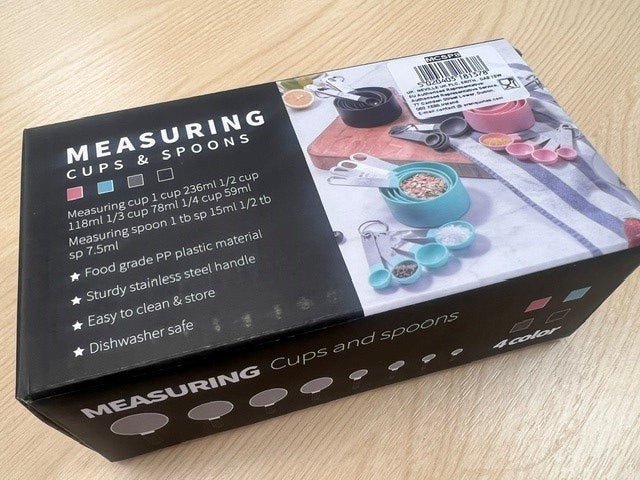 Genware Measuring Cups and Spoons 8 piece Set - Coffeecups.co.uk