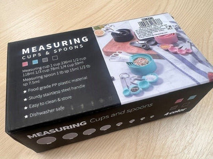 Genware Measuring Cups and Spoons 8 piece Set - Coffeecups.co.uk