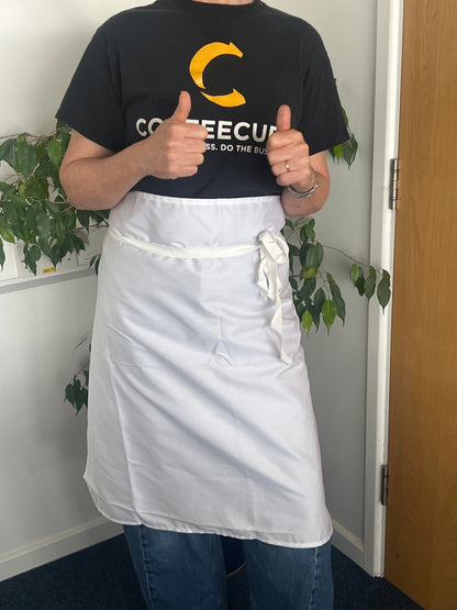 White Waist Apron 90cm X 70cm CLEARANCE WHILST STOCKS LAST - Coffeecups.co.uk