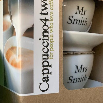 Cappuccino 4 Two Gift Box Set *Personalised with names* - Coffeecups.co.uk