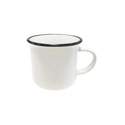 Ceramic Camping Mug With Black Rim 8oz/240ml - Coffeecups.co.uk