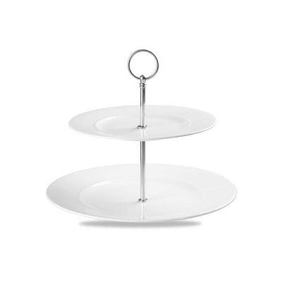 Churchill Alchemy White Two-Tier Plate Tower 28cm/11" - Coffeecups.co.uk