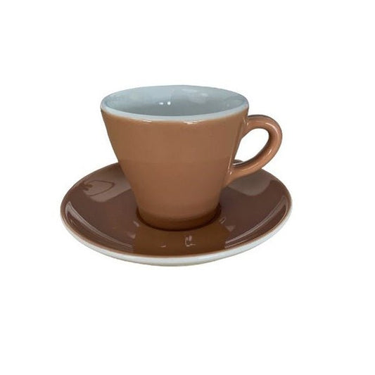 Enrica 6oz Cup and Saucer Set Mid Brown (Caramel) - Coffeecups.co.uk